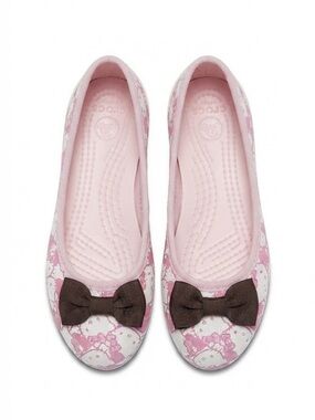 Rare Vintage Crocs x Hello Kitty Pink Monogram Ballet Flats Bow Coquette / 5w